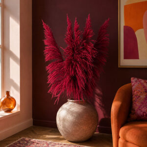 Pampas Grass Sacuara, Dark Red, Dried, 115cm Plume 90cm