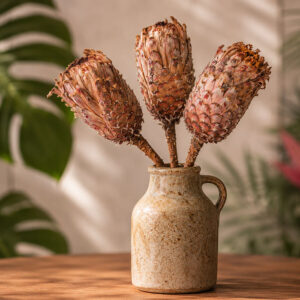 Protea Barbigera, Natural Dusky Red, Dried, up to 40cm