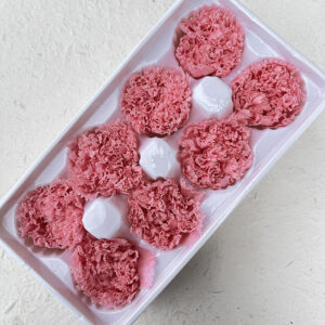 Carnations, Pink, Preserved, x8 blooms, 5-6cm