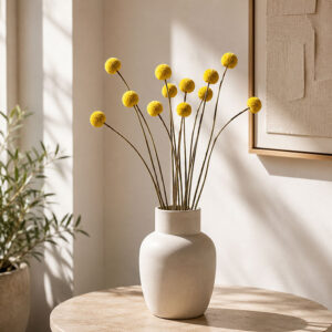 Craspedia, Natural Yellow, Dried, (Billy Buttons) Medium, 60cm