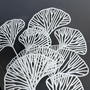 Ginkgo Biloba Skeleton Leaves, White, Artificial, 70cm