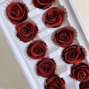 Roses, Vermillion, Burnt Orange, Preserved, x12 blooms, 4cm (Every Love®)