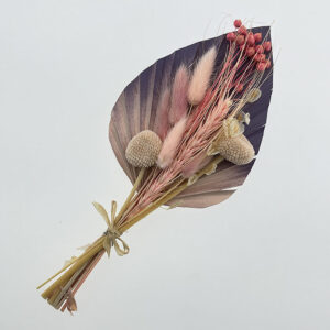 Bouquet, Dried Flowers and Palm Spears, Gunpowder Pink Ombré, 27cm