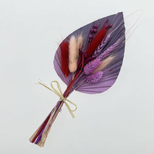 Bouquet, Dried Flowers and Palm Spears, Ruby Amethyst Ombré, 27cm