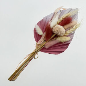Bouquet Dried Flowers and Palm Spear, Ruby Ombré, 27cm