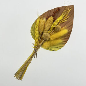 Bouquet, Dried Flowers and Palm Spears, Yellow Mocha Ombré, 27cm