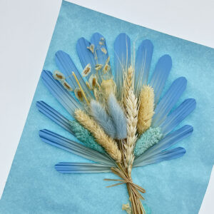 Bouquet, Dried Flowers and Shell Palms, Blue Ombré, 32cm