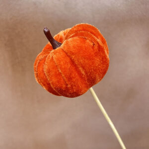 Pumpkin Picks, Deep Orange Velvet, 8cm, 55cm