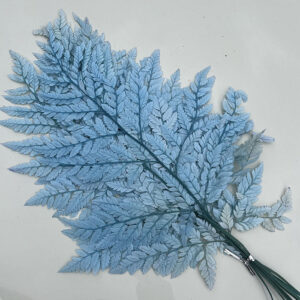 Leatherleaf Ferns, Pale Blue, Preserved 40cm