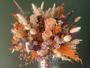 autumnal dried flower wedding bouquet