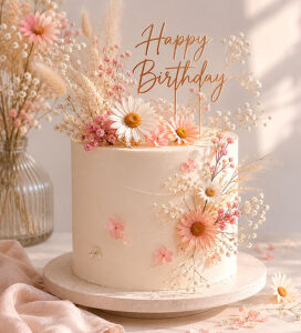 dried floral birthday cake concept